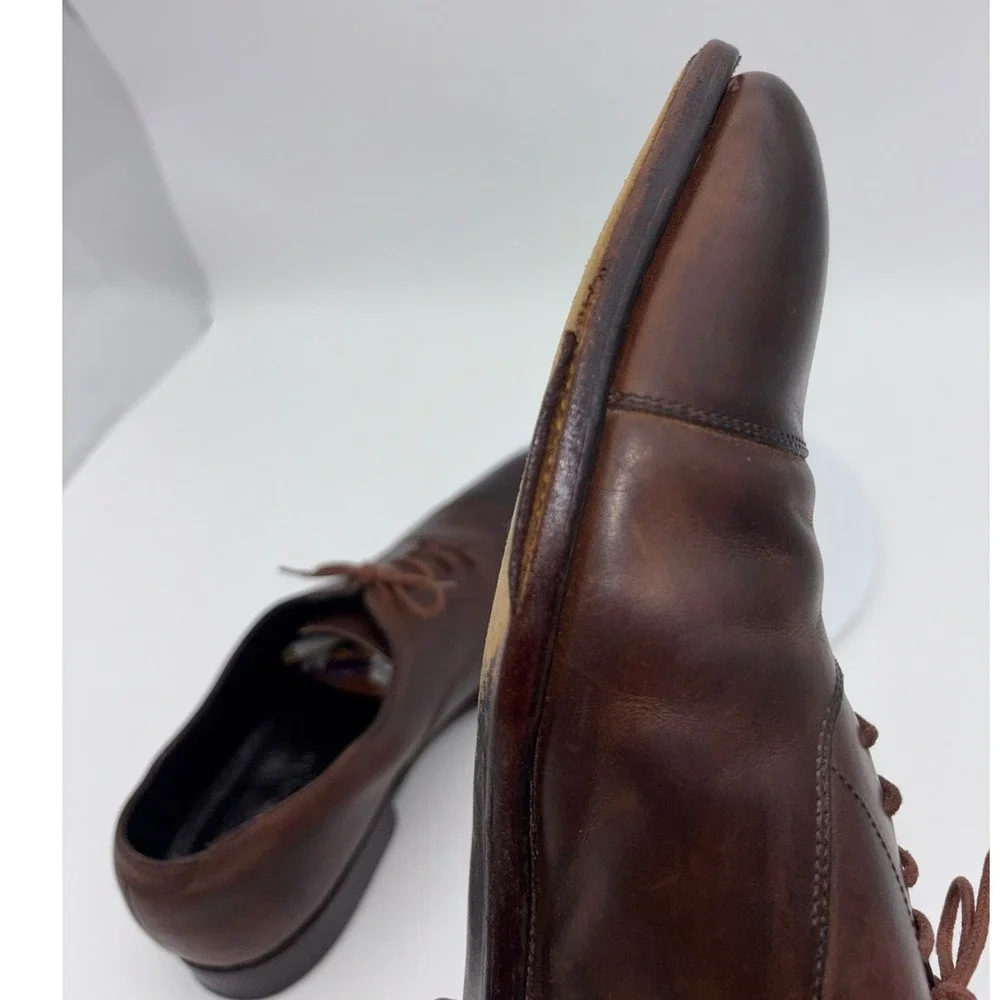 SID MASHBURN Mens Dress Shoes Dark Brown Leather‎ Cap Toe Oxford England 10.5